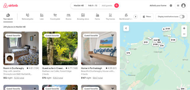 Screenshot from Airbnb web page.